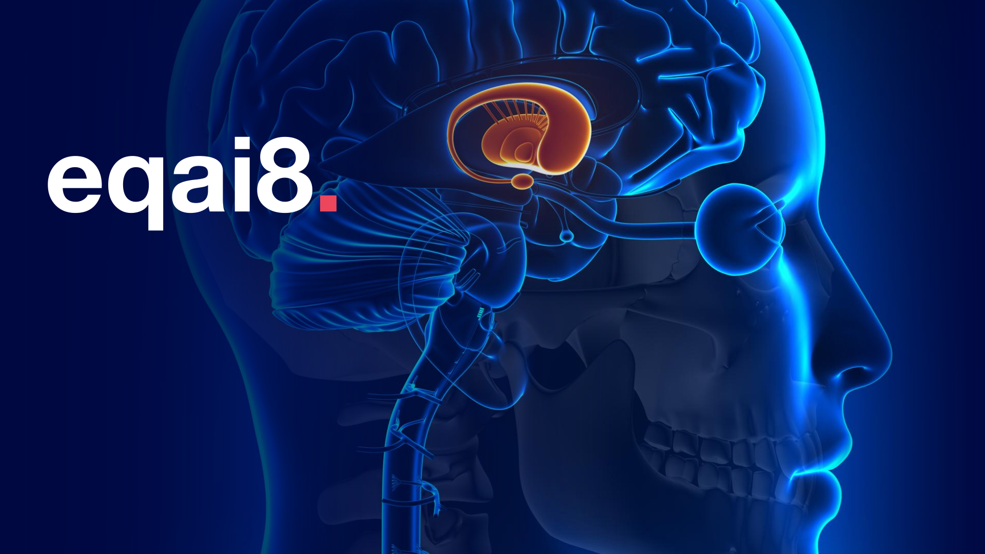 eqai8 artwork showing a luminous brain in profile